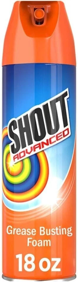 Shout Advanced Grease Busting Foam Stain Remover 18 oz Laundry Pre Treat Spray