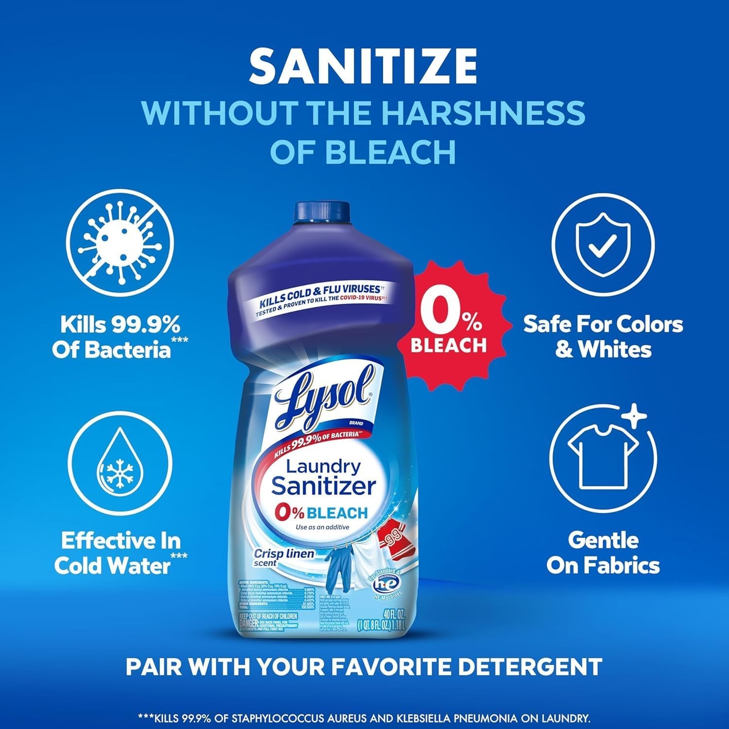 Disinfectant Laundry Sanitizer Laundry Detergent Additive Color Safe Bleach