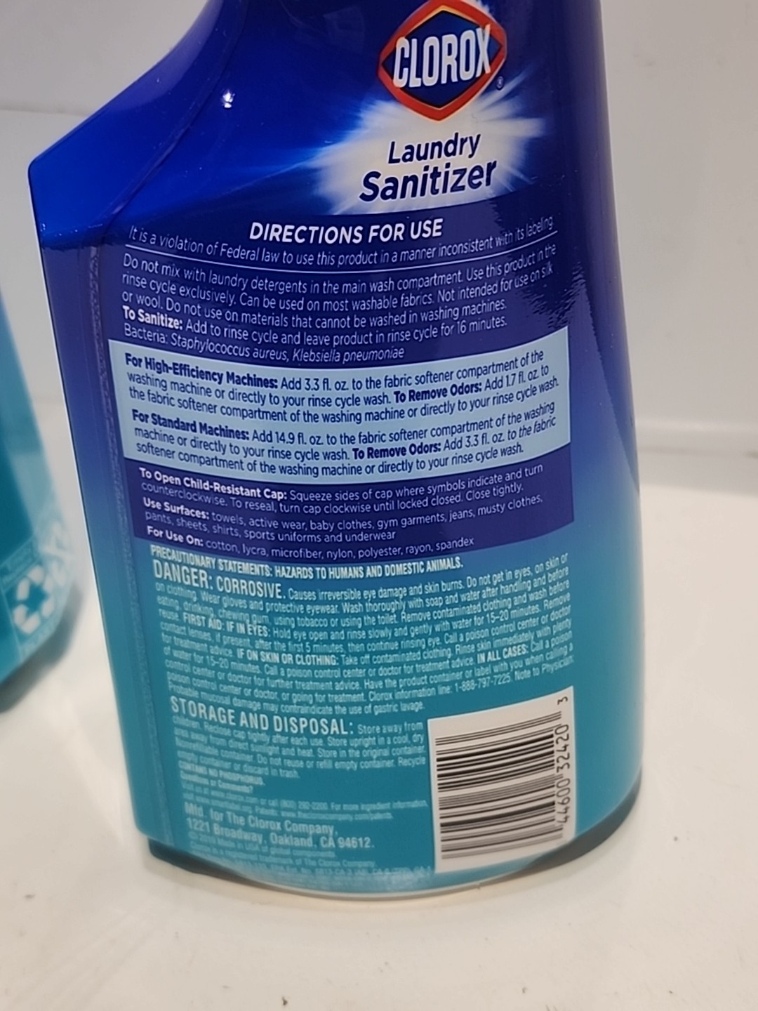 2x Clorox Laundry Sanitizer (Bleach Free) Color-Safe Active Fresh 16 oz Bottles