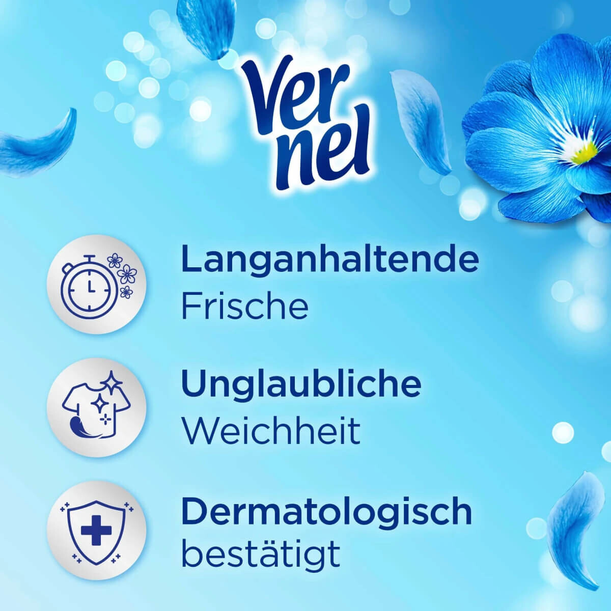 Vernel Fresh Morning Fabric Softener 3x 1,1L 50 Loads 24/7 Blue Liquid