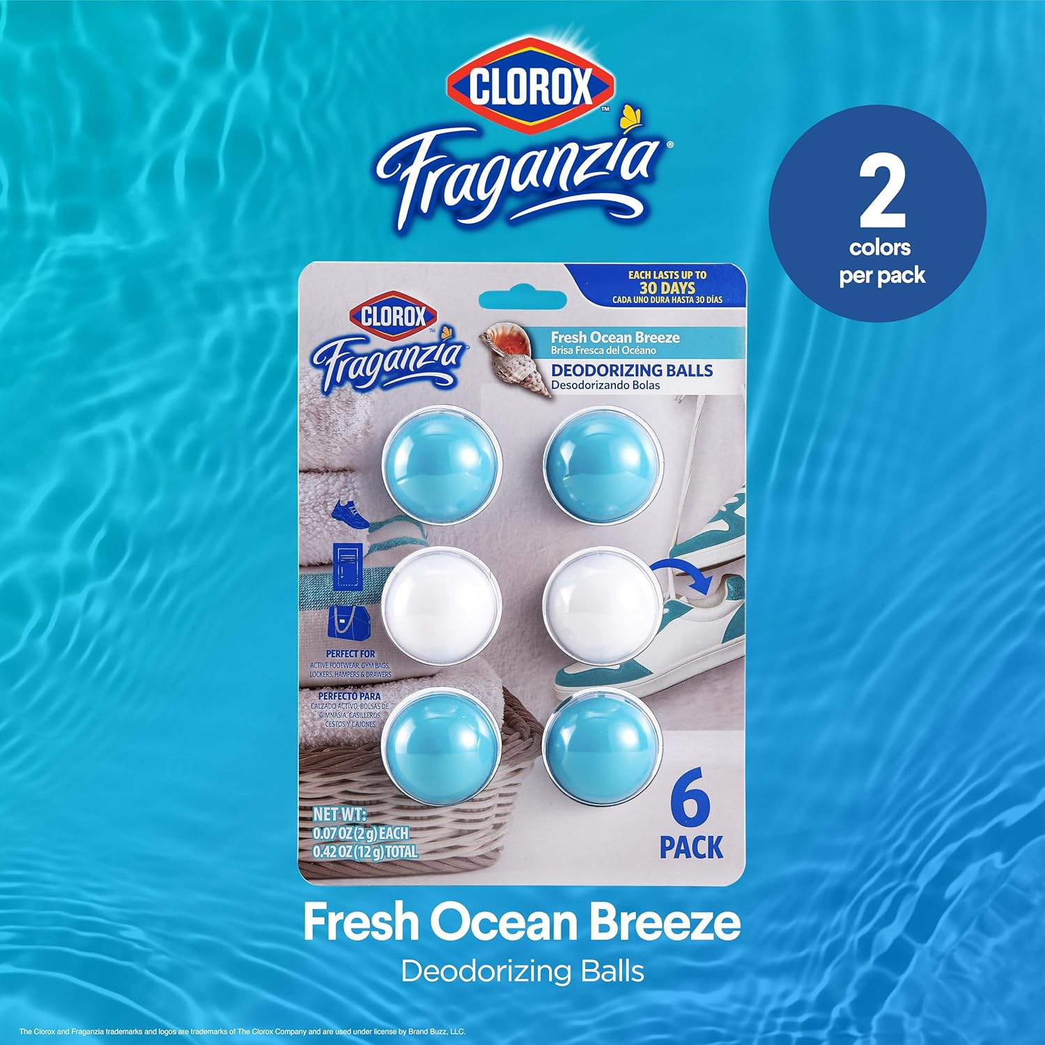 Fraganzia Deodorizing Balls in Fresh Ocean Breeze, 6Pk – No-Plug, Battery-Free A