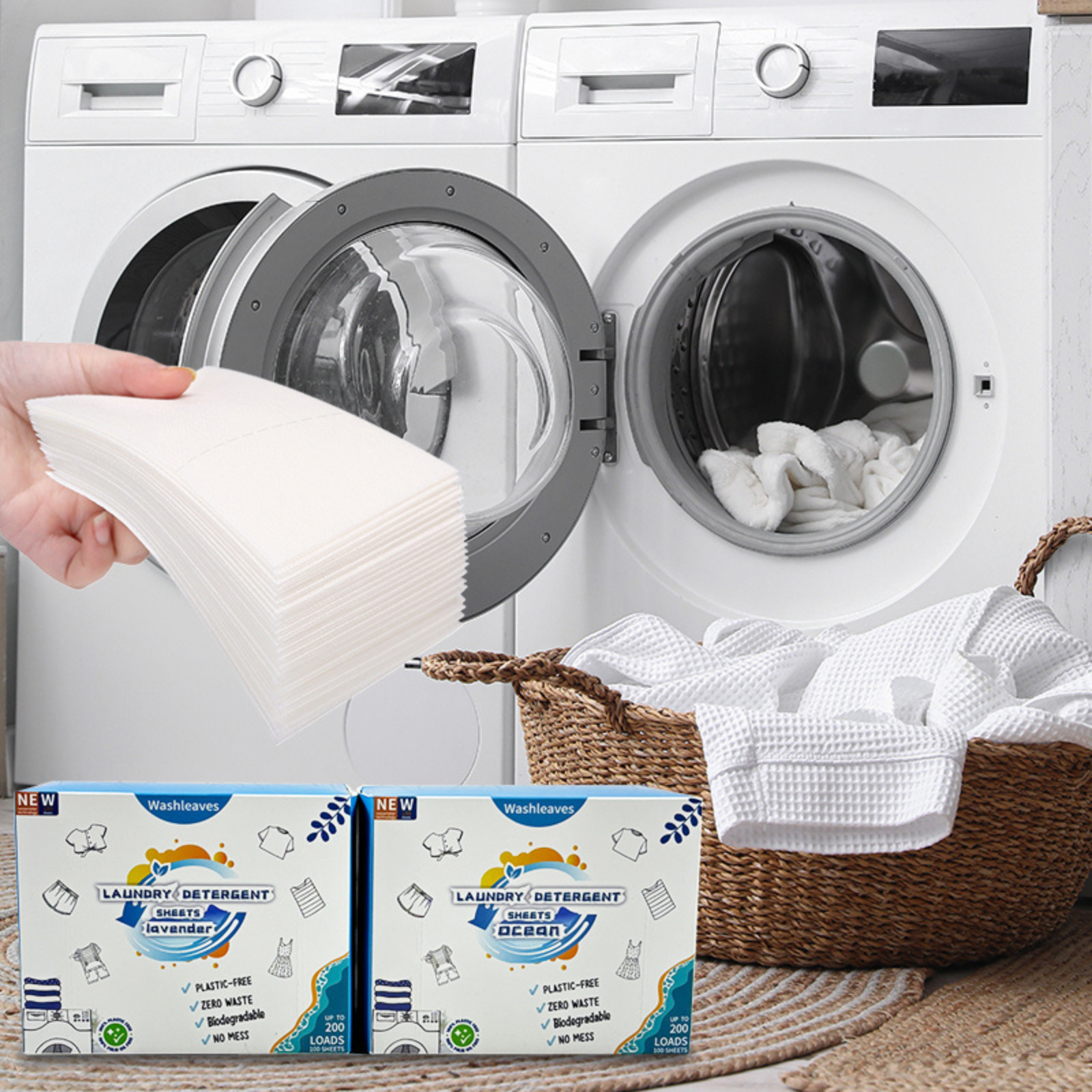 Eco Friendly Laundry Detergent Sheets (60-100 sheets 200 loads) Plant based Free