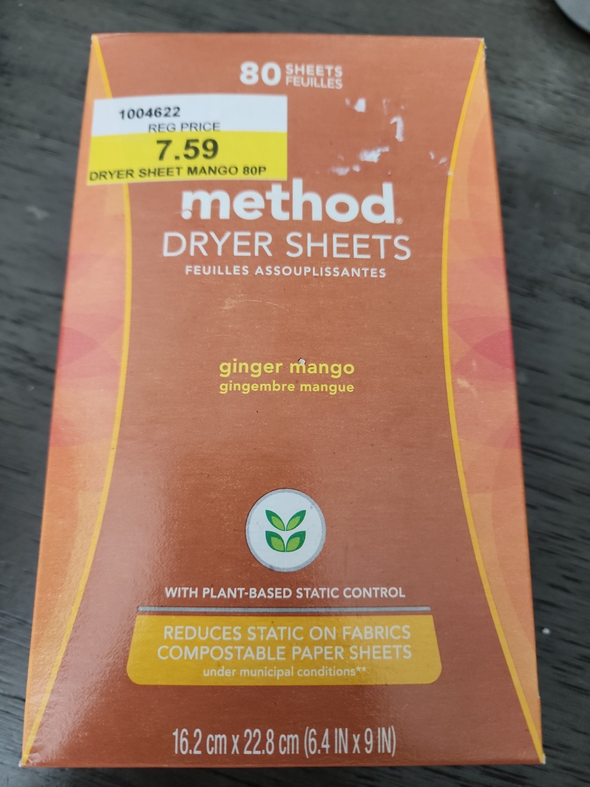 METHOD Dryer Sheets Ginger Mango 80 Sheets Sealed – DISCONTINUED