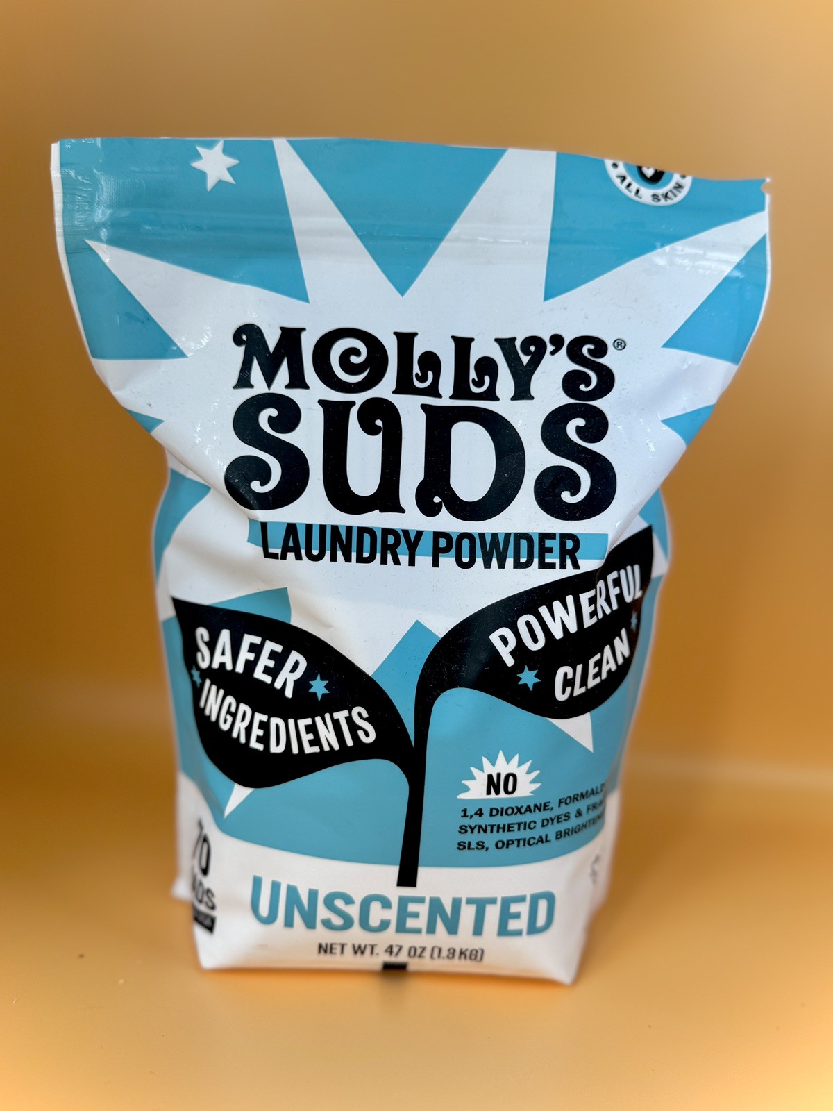 Molly’s Suds Laundry Detergent Powder Sensitive Skin 2 Bags/ 70 loads each NEW