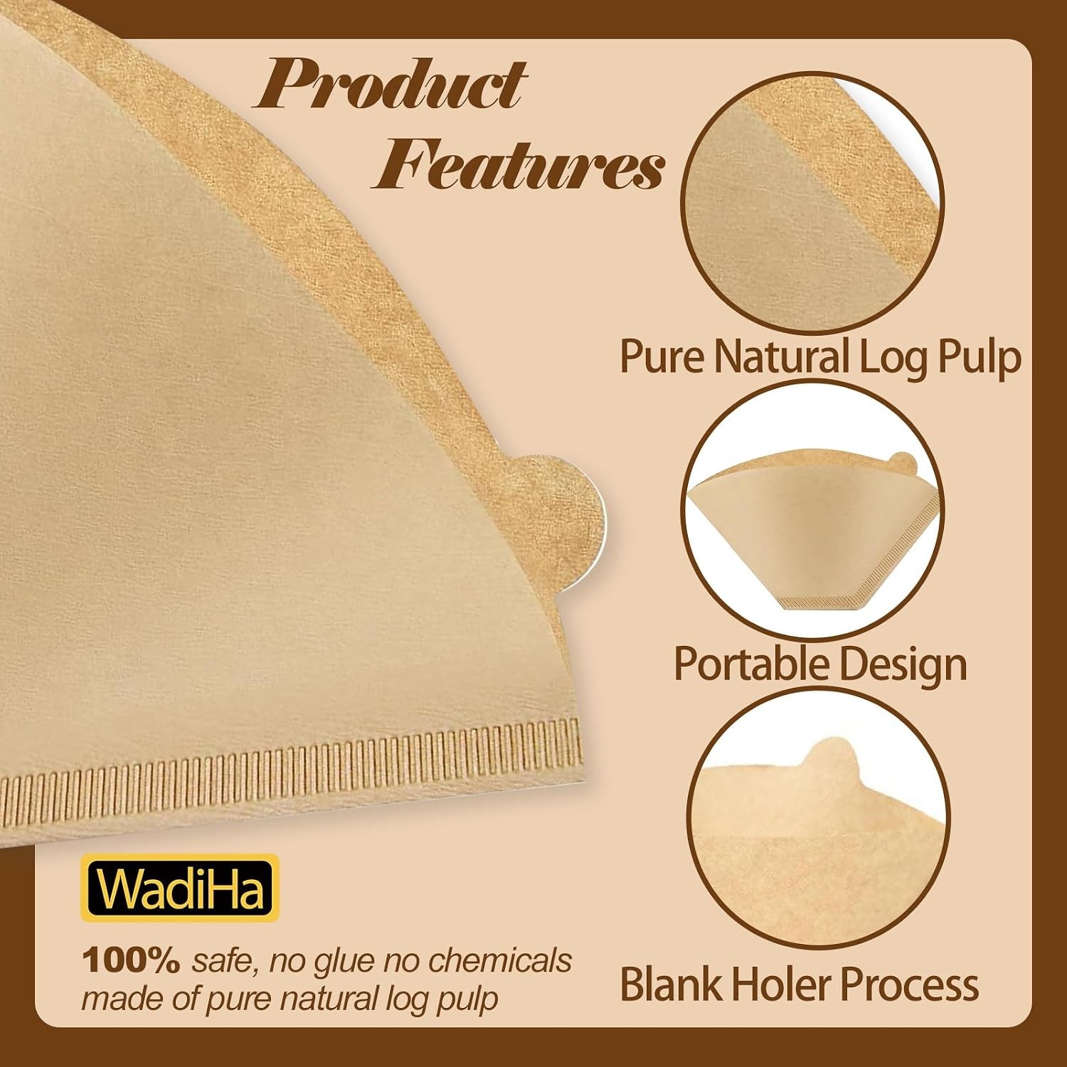 Disposable Coffee Paper Filters, 160 Pcs #4 Cone Coffee Filter 8-12 Cup (Natural