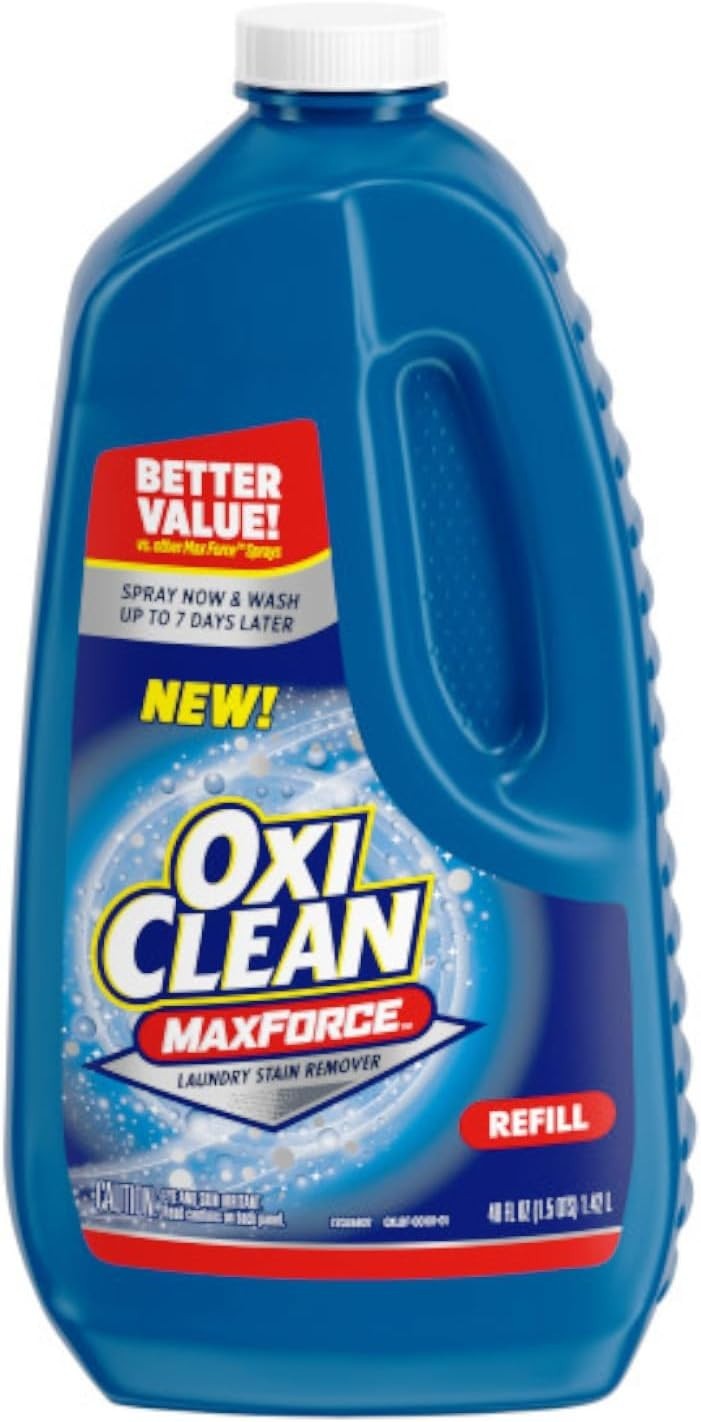 Max Force Laundry Stain Remover Spray, 12 fl oz + 48 Fl Oz Refill Bottle Kit …