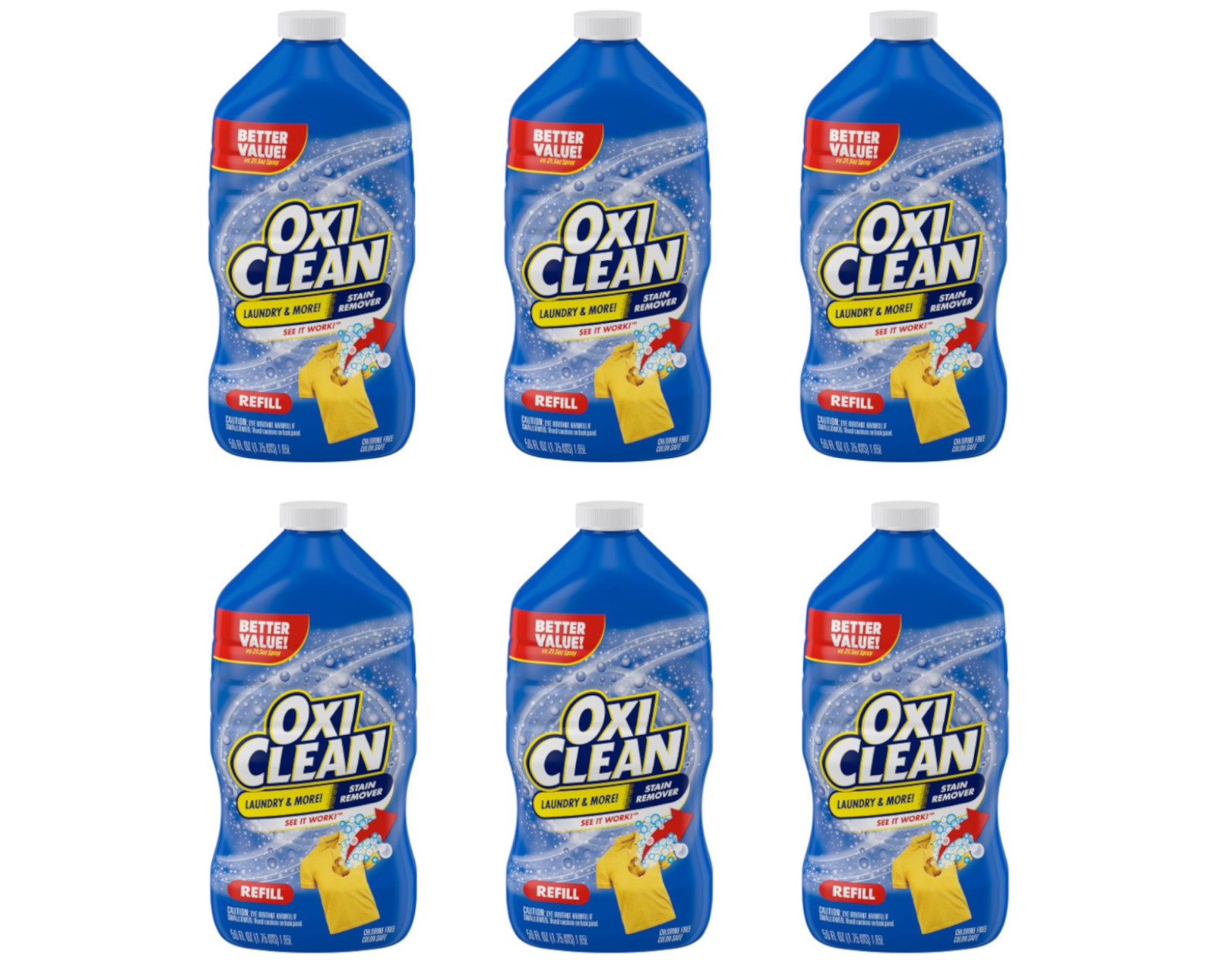 OxiClean Laundry Stain Remover Spray Refill 56 Ounce – Pack of 6