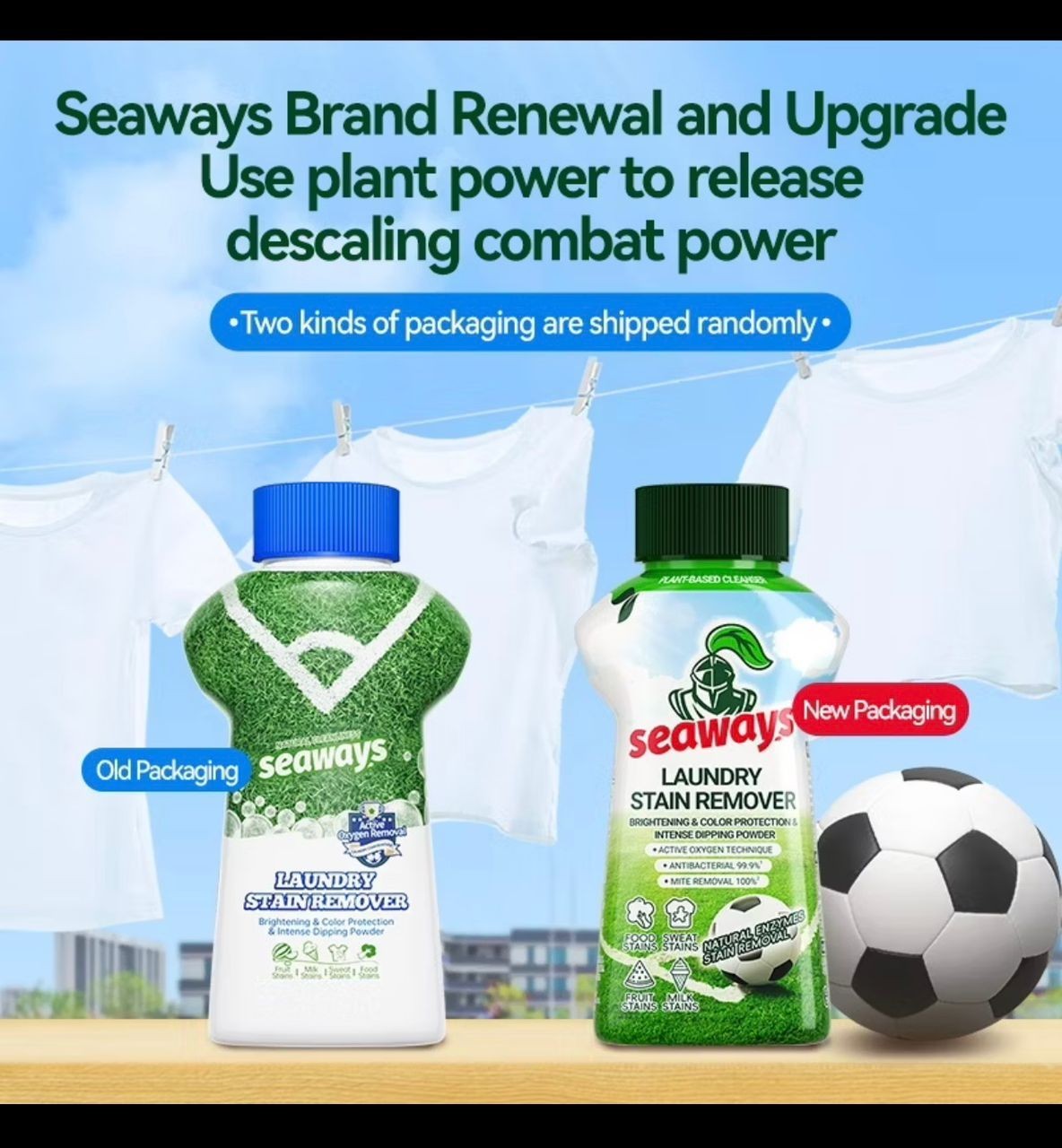 2x Seaways Laundry Stain Remover Powder 340g – Oxygen Cleaning, Color Safe, Odor