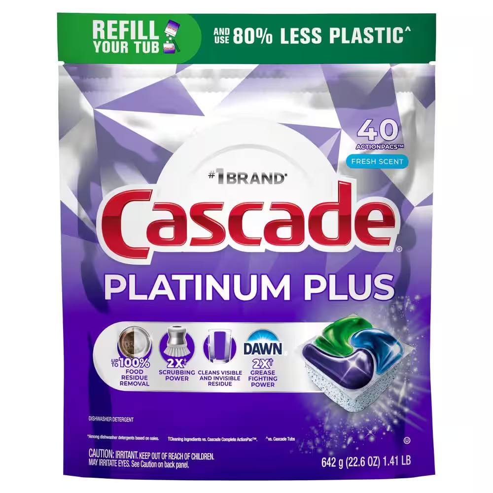 Platinum plus Actionpacs plus Bleach and Dawn Lemon Scent Dishwashing Machine De