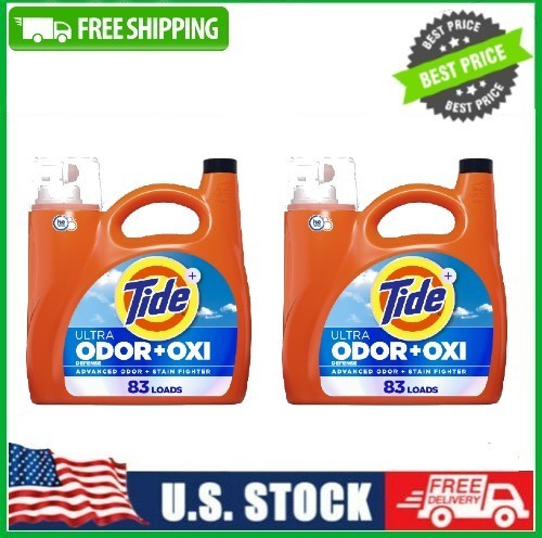 2 Pack Tide Ultra Odor Defense Plus Oxi Liquid Laundry Detergent, 117 fl oz Pk