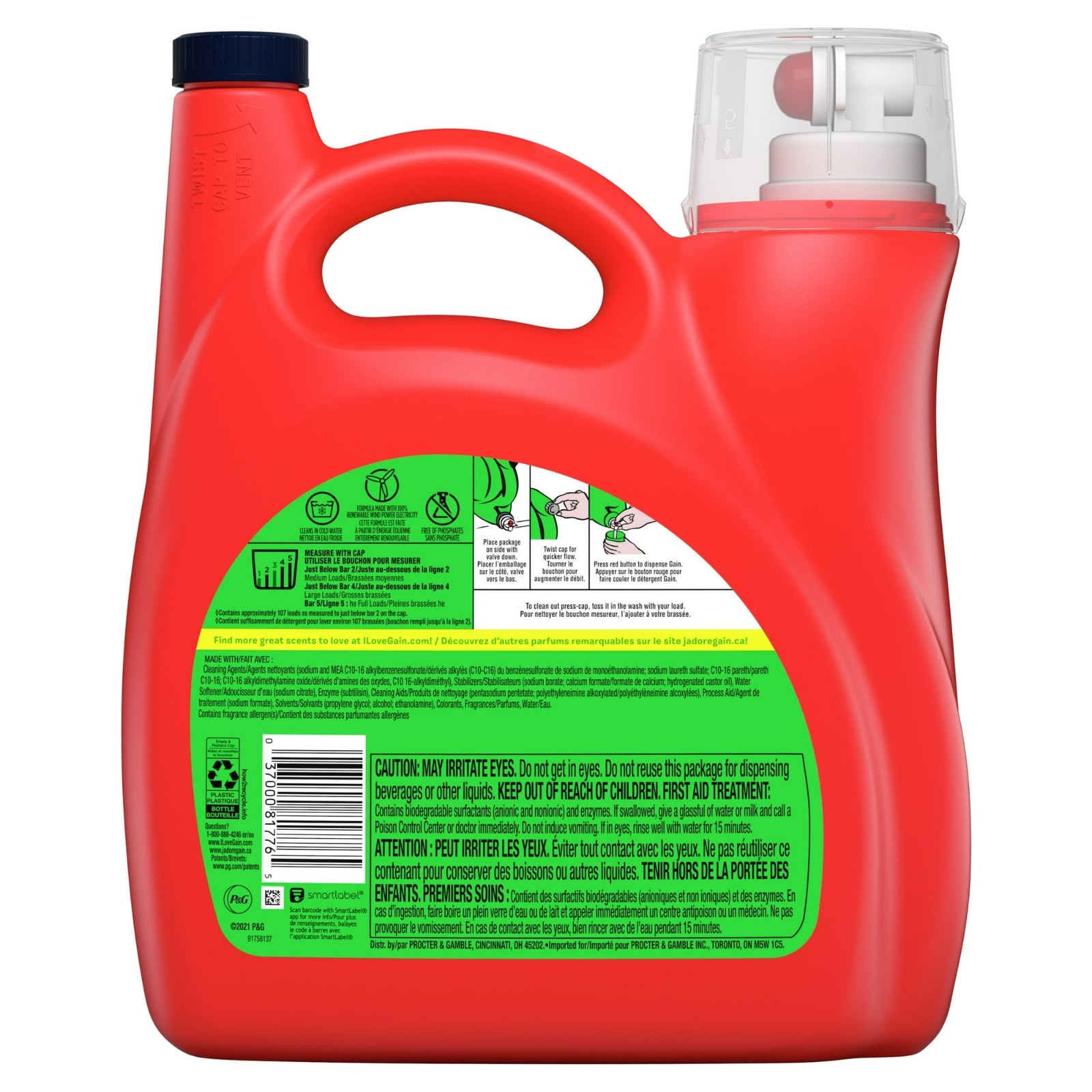 1-Gain Apple Mango Tango Scent Laundry Detergent, 107 Loads Discontinued Scent