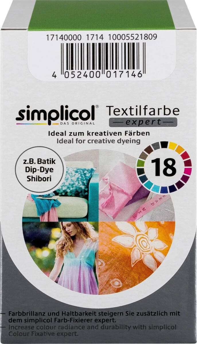 SIMPLICOL Textile Paint EXPERT APPLE GREEN for 600g Fabric 2x Paint and 1x Fixer