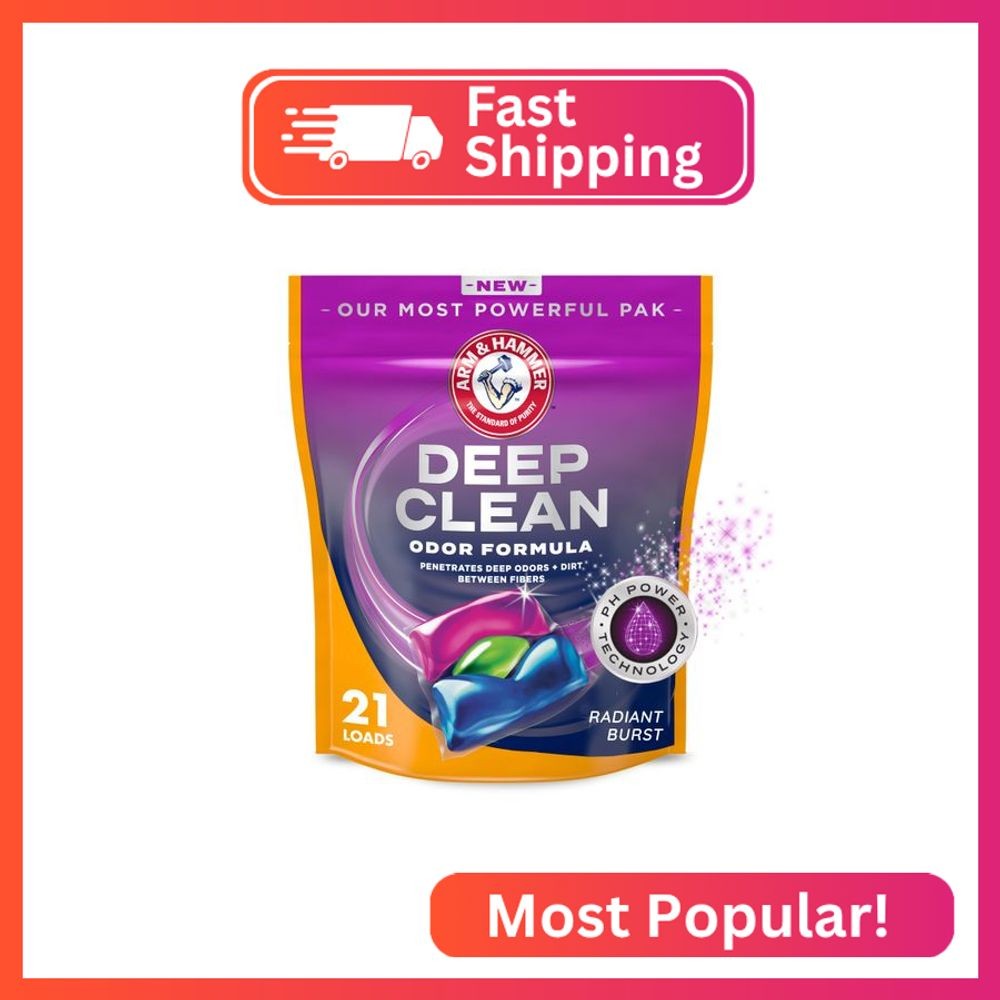 ARM & HAMMER Deep Clean Odor Formula Laundry Detergent Power Paks, 21 ct.
