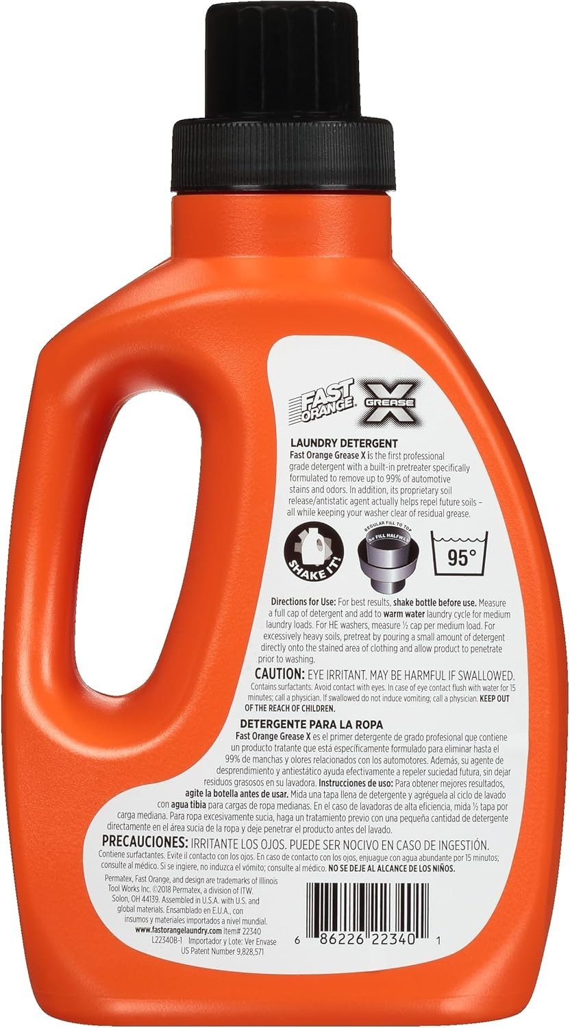 Fast Orange 22340 Fast Orange Grease X Mechanic’s Laundry Detergent Liquid,40 Oz