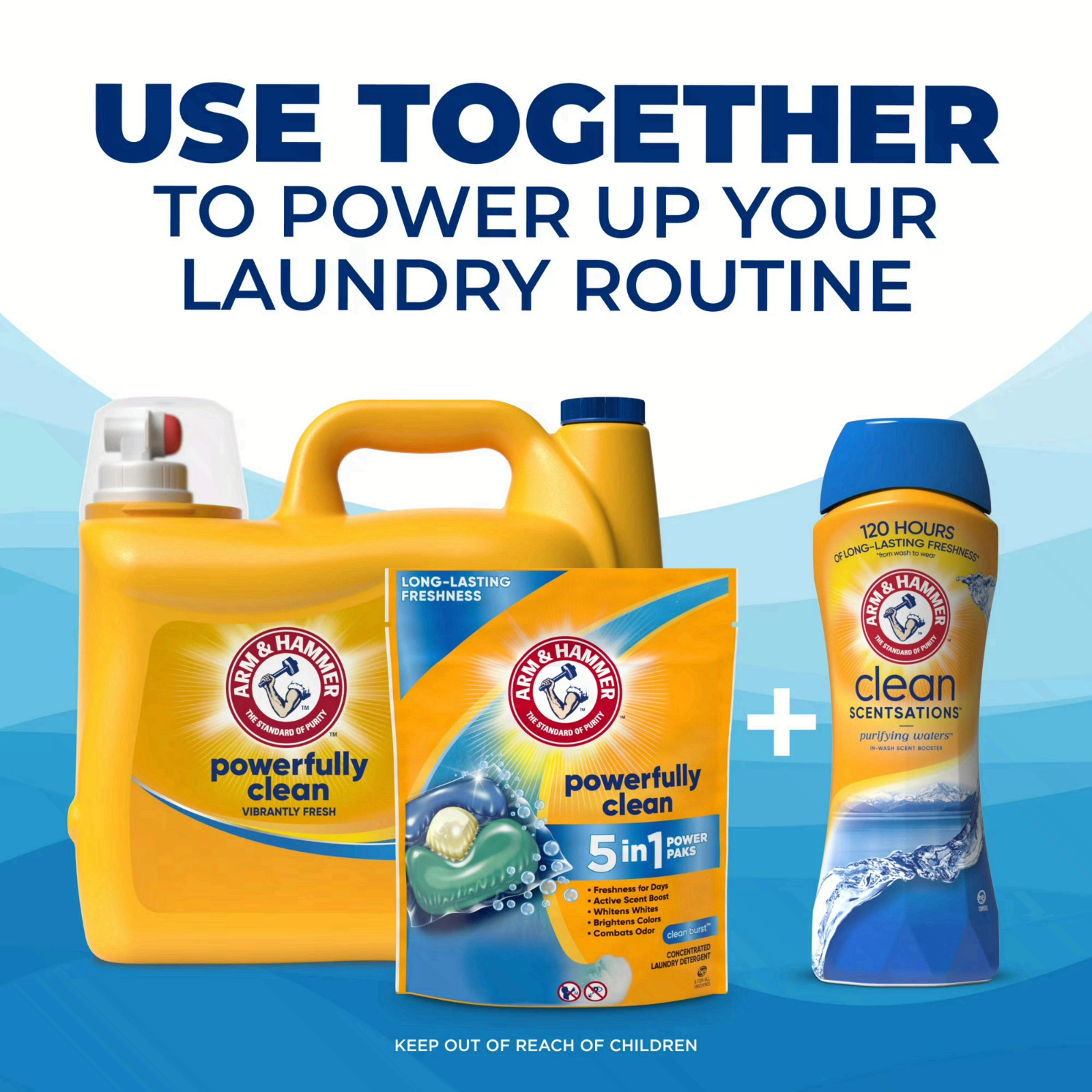 3 pack ARM & HAMMER Laundry Detergent Liquid, Clean Burst 5 Extra Loads 205 fl