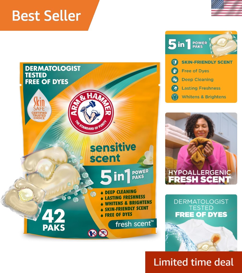 Dye-Free 5-in-1 Laundry Power Paks, 42 Count – Machine Wash Gentle Formula