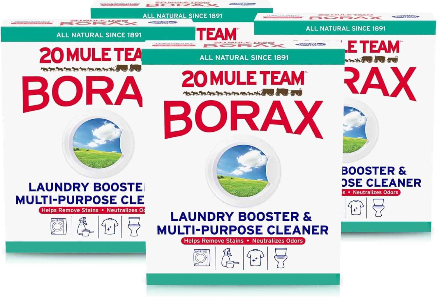 20 MULE TEAM Laundry Detergent All Natural Booster Multi Cleaner-65Oz Pack of 4-