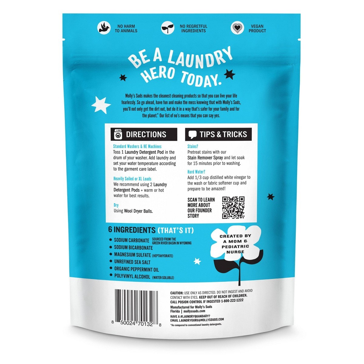 Molly’s Suds Peppermint HE Deep Cleaning Laundry Detergent Pods 60 Pacs -29.63oz