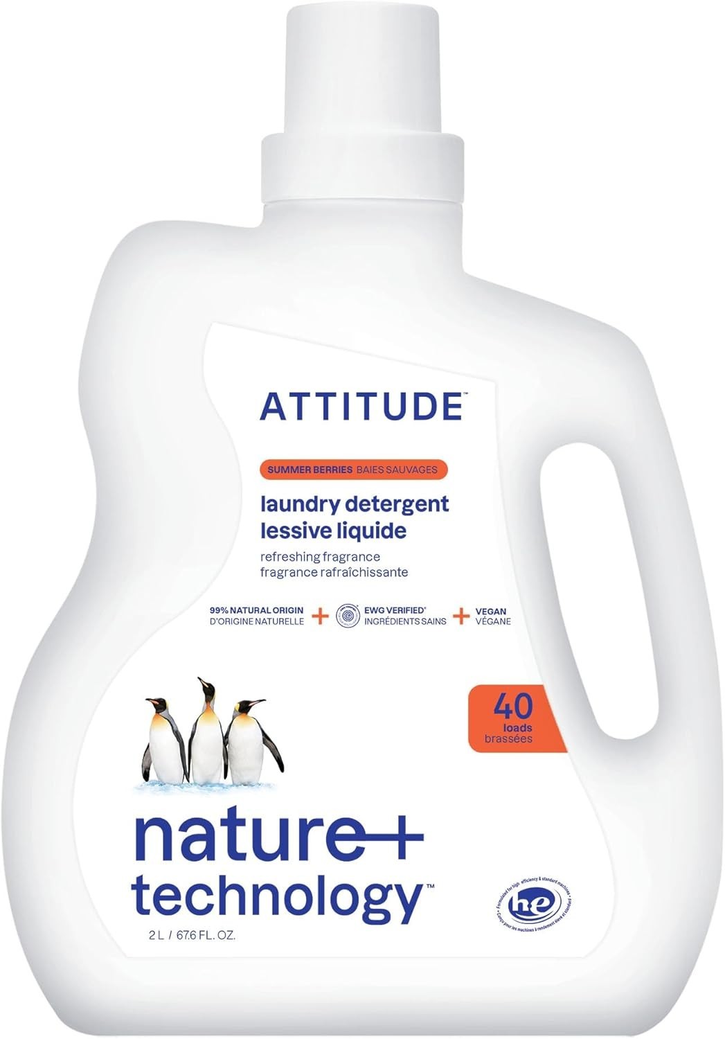 Conventional & HE Compatible Liquid Detergent with Natural Ingredients 40 Loads