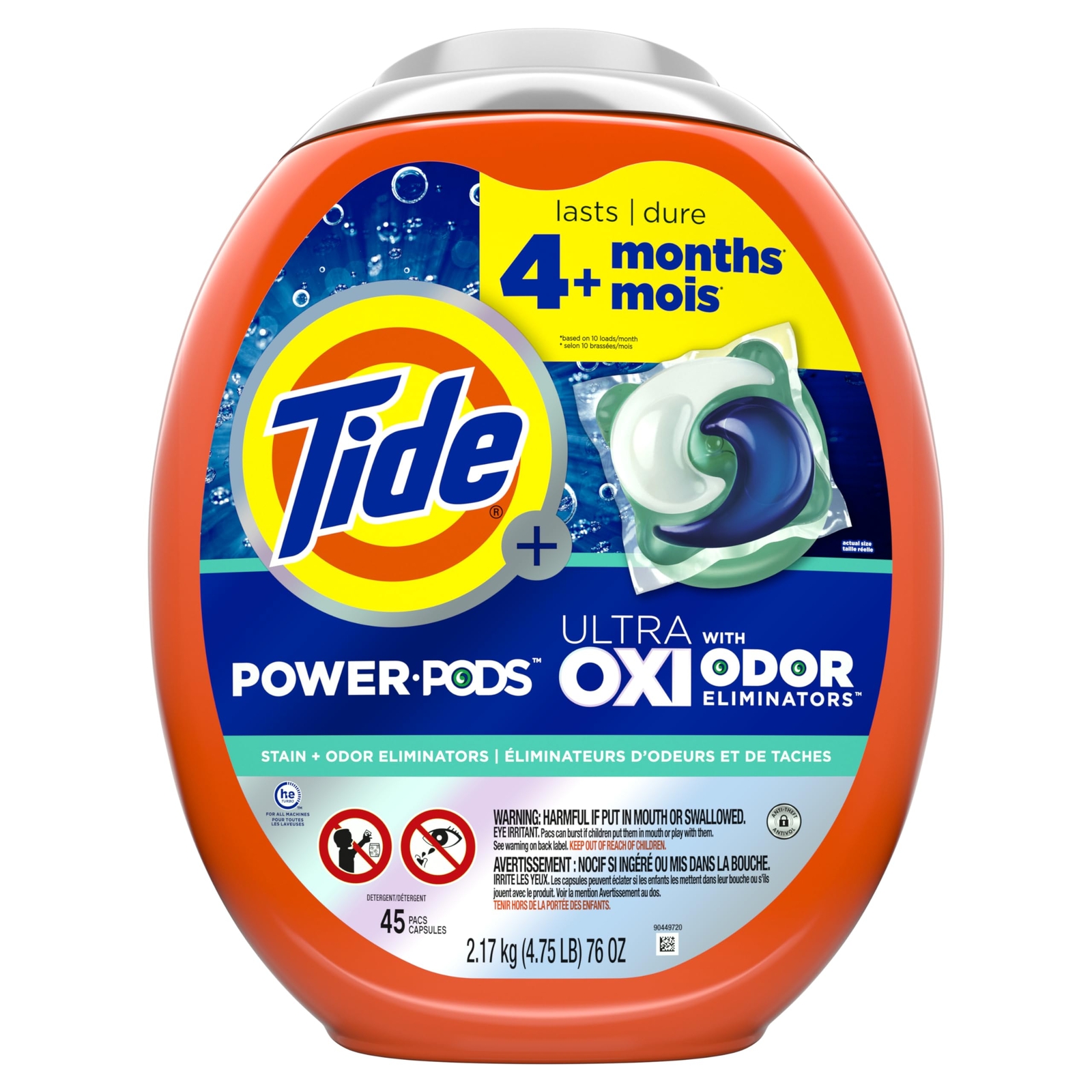 Tide Power Pods Ultra Oxi Laundry Detergent 45 Count Stain And Odor Fighter