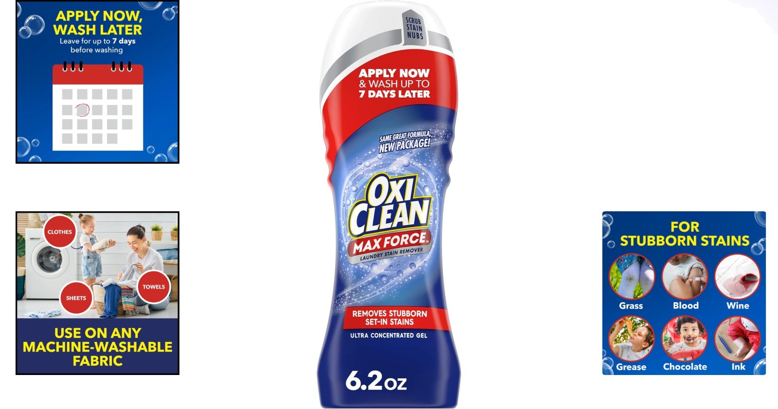Max Force Laundry Stain Remover Gel Stick, 6.2 fl oz – Effortless Stain Solution
