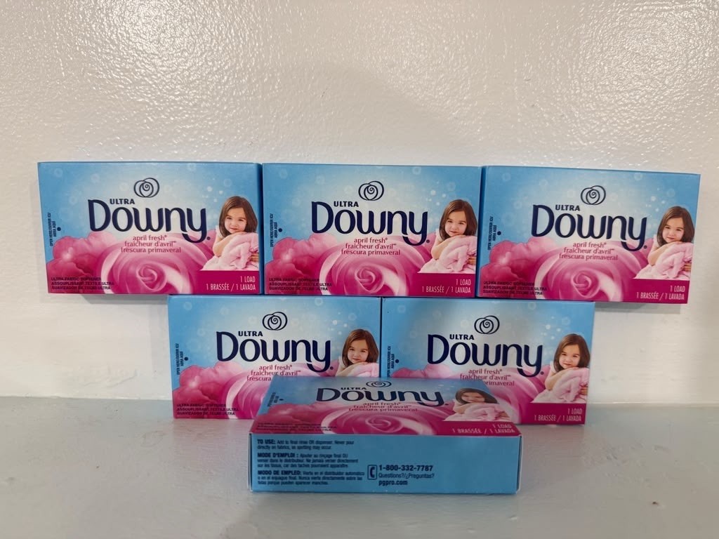 Downy Ultra April Fresh Fabric Softener Dryer Sheets, 6 Pack, 1 Load, Pink