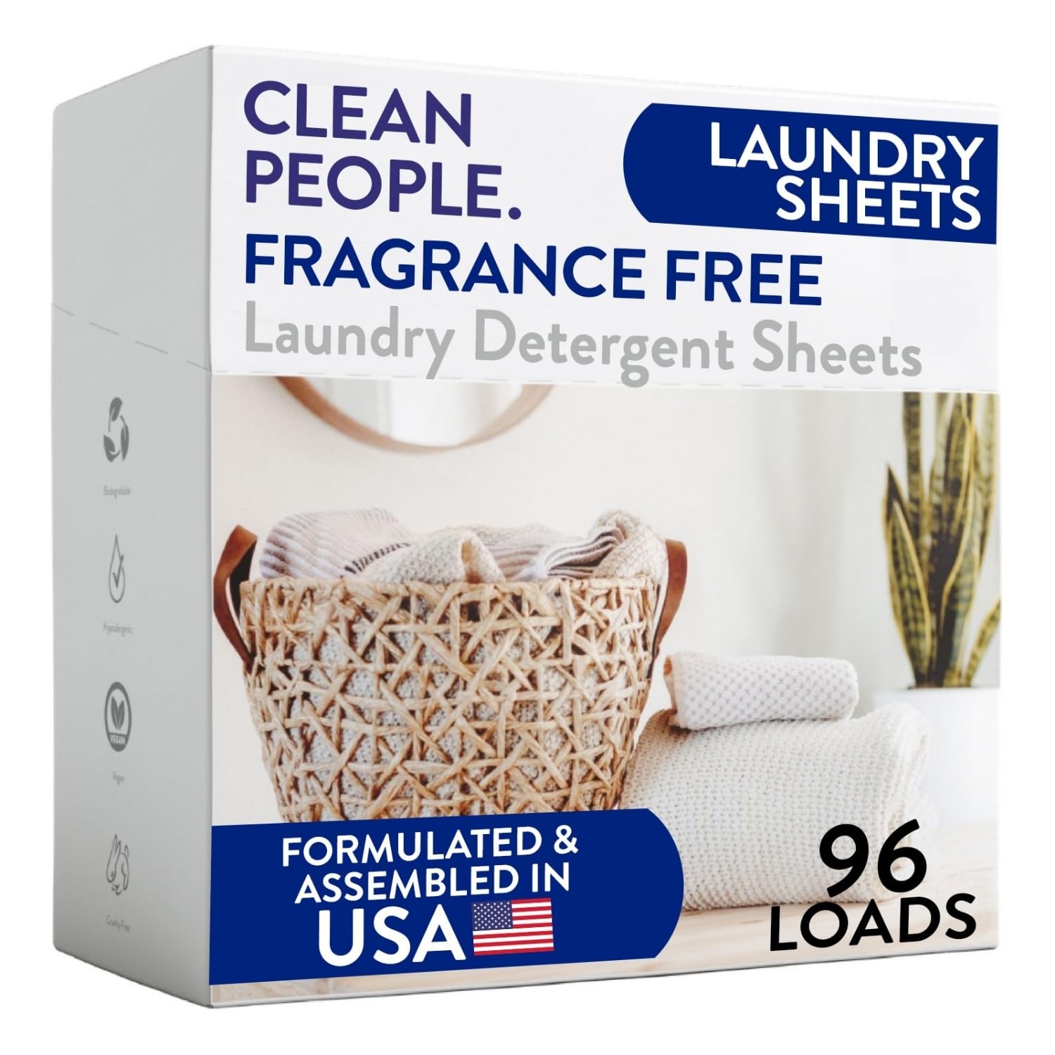 96 Loads Laundry Detergent Sheets Hypoallergenic HE Compatible