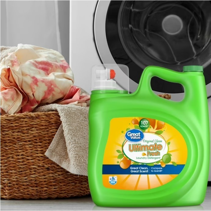 Liquid Laundry Detergent Great Value Original Clean 154 fl oz 107 Loads HE