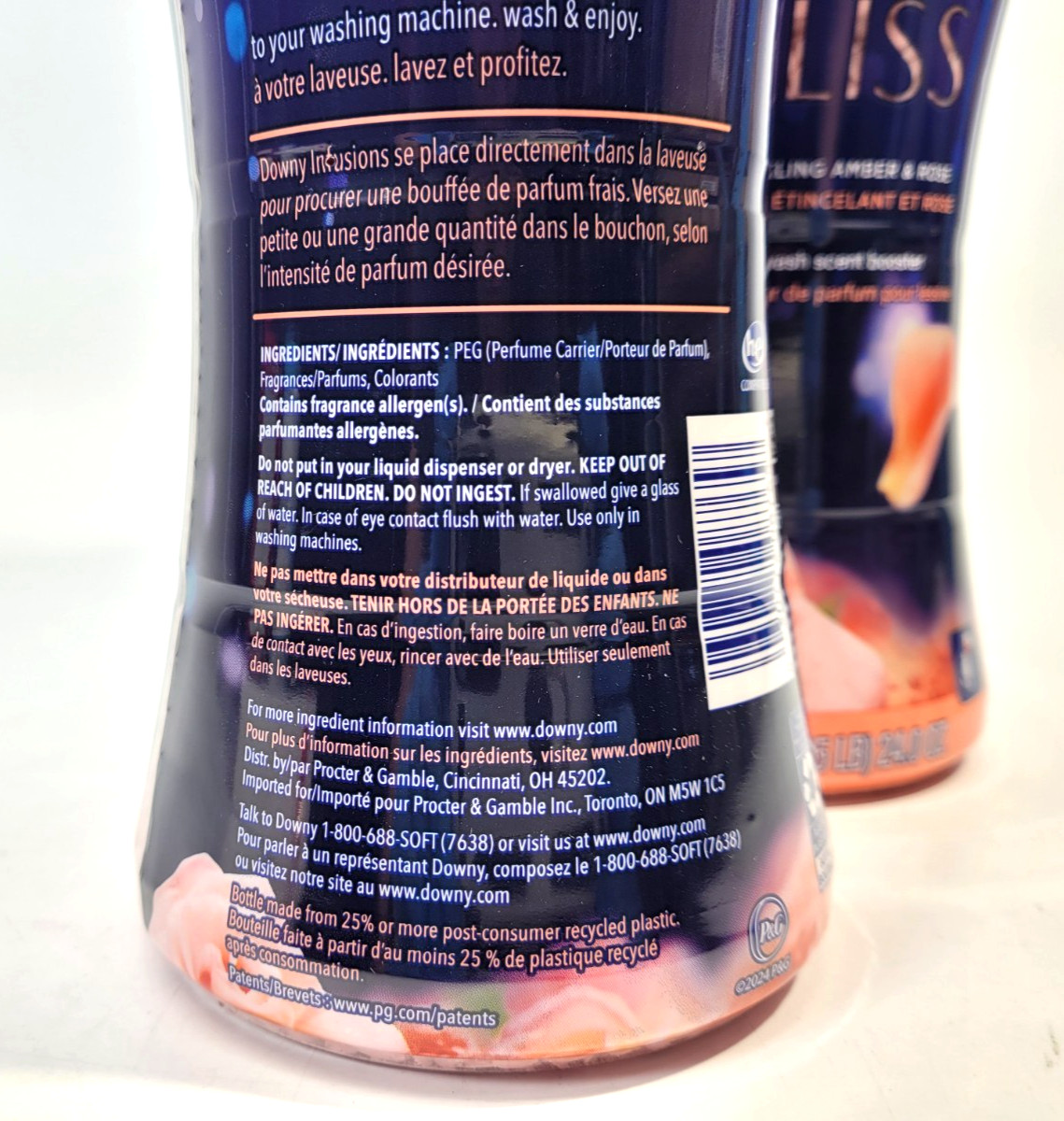 2 X 24 Oz 1.5 Lb Down Infusions Bliss Sparkling Amber & Rose Scent Booster Beads