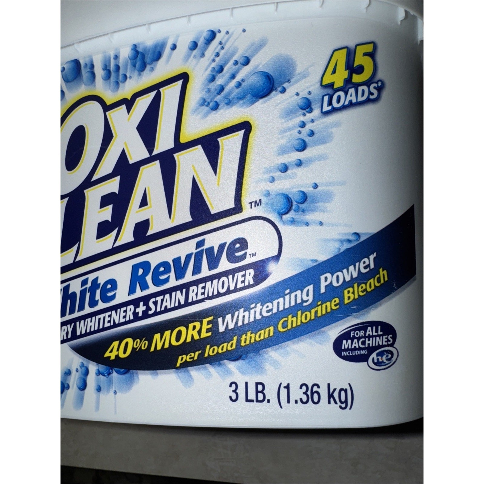 OXICLEAN WHITE REVIVE LAUNDY WHITENING POWDER Stain Remover Color Safe 3 Lb 45 L