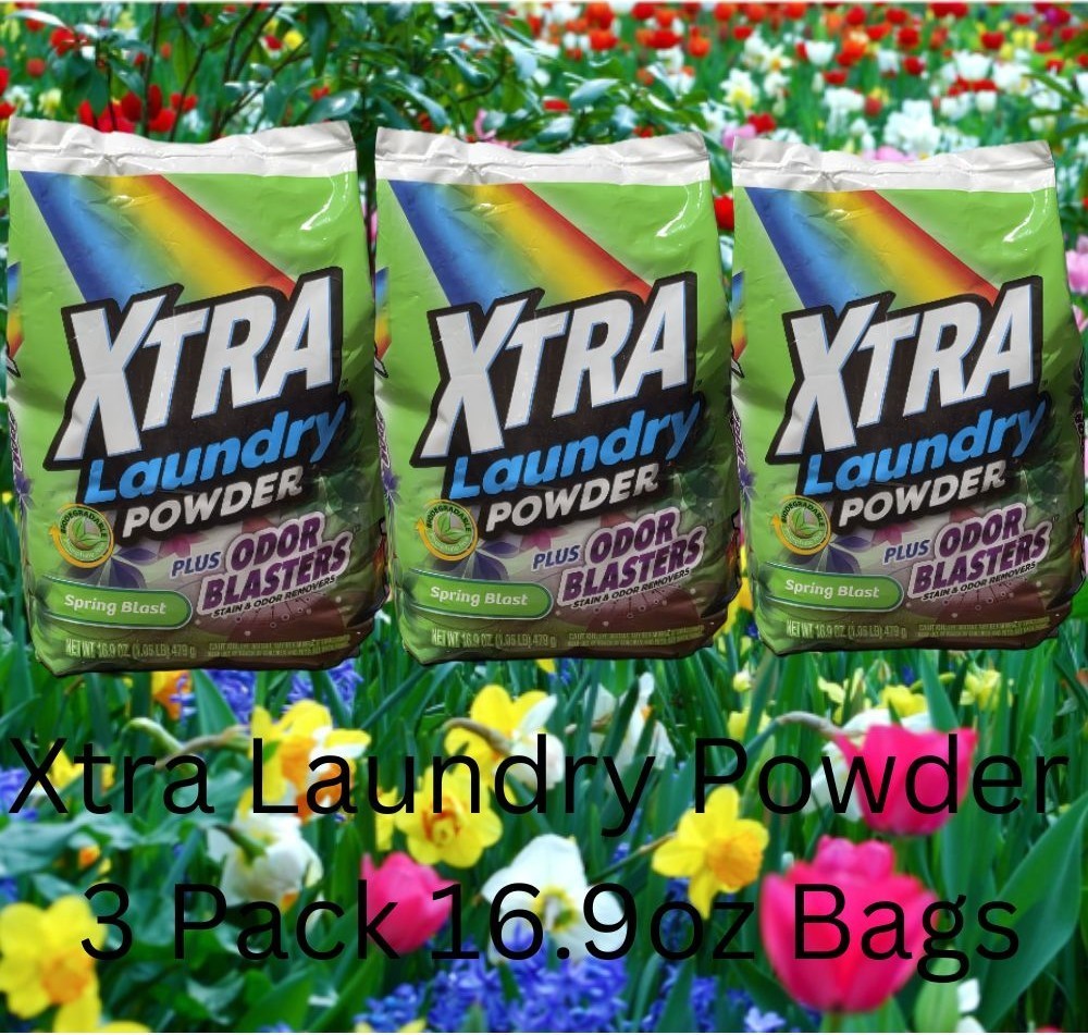 Xtra Laundry Powder Detergent Spring Blast – Three 16.9oz Bags