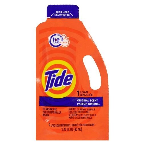 Tide Single Load Liquid Laundry Detergent Original Scent Travel Size HE Turbo X3