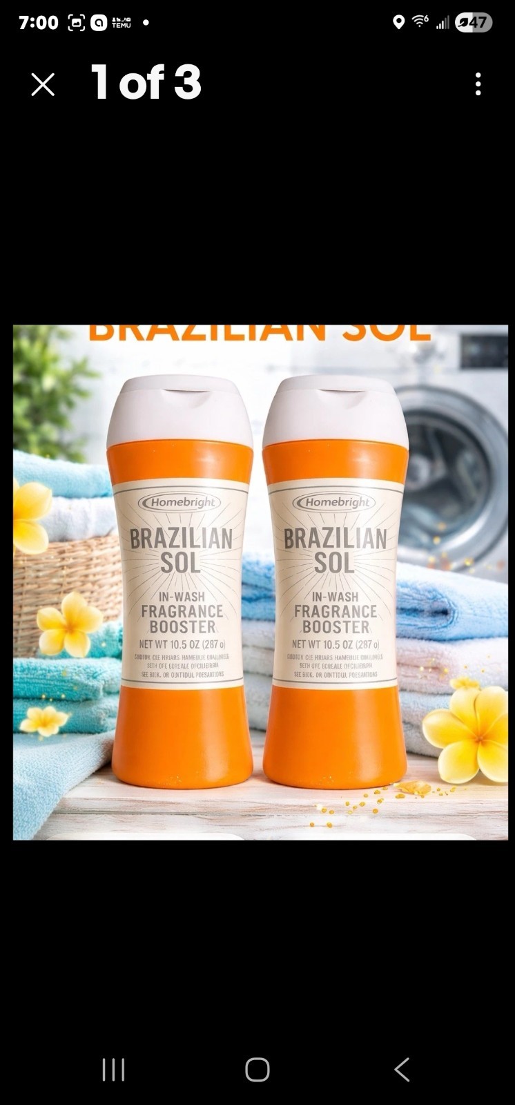 Homebright Brazilian Sol In-Wash Fragrance Booster 10 Pack 10.5 oz Fresh Scent
