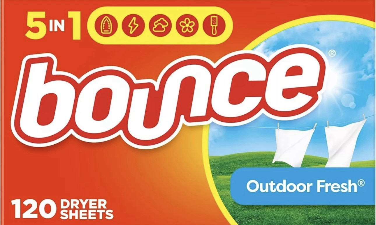 Bounce Dryer Sheets Laundry Fabric Softener, Outdoor Fresh Scent, 120 Count