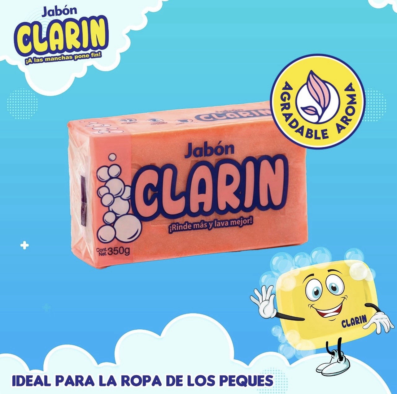 3X CLARIN Rosa para Manchas Difíciles 🇲🇽 Bar Laundry Soap, 350g, 3 Pack