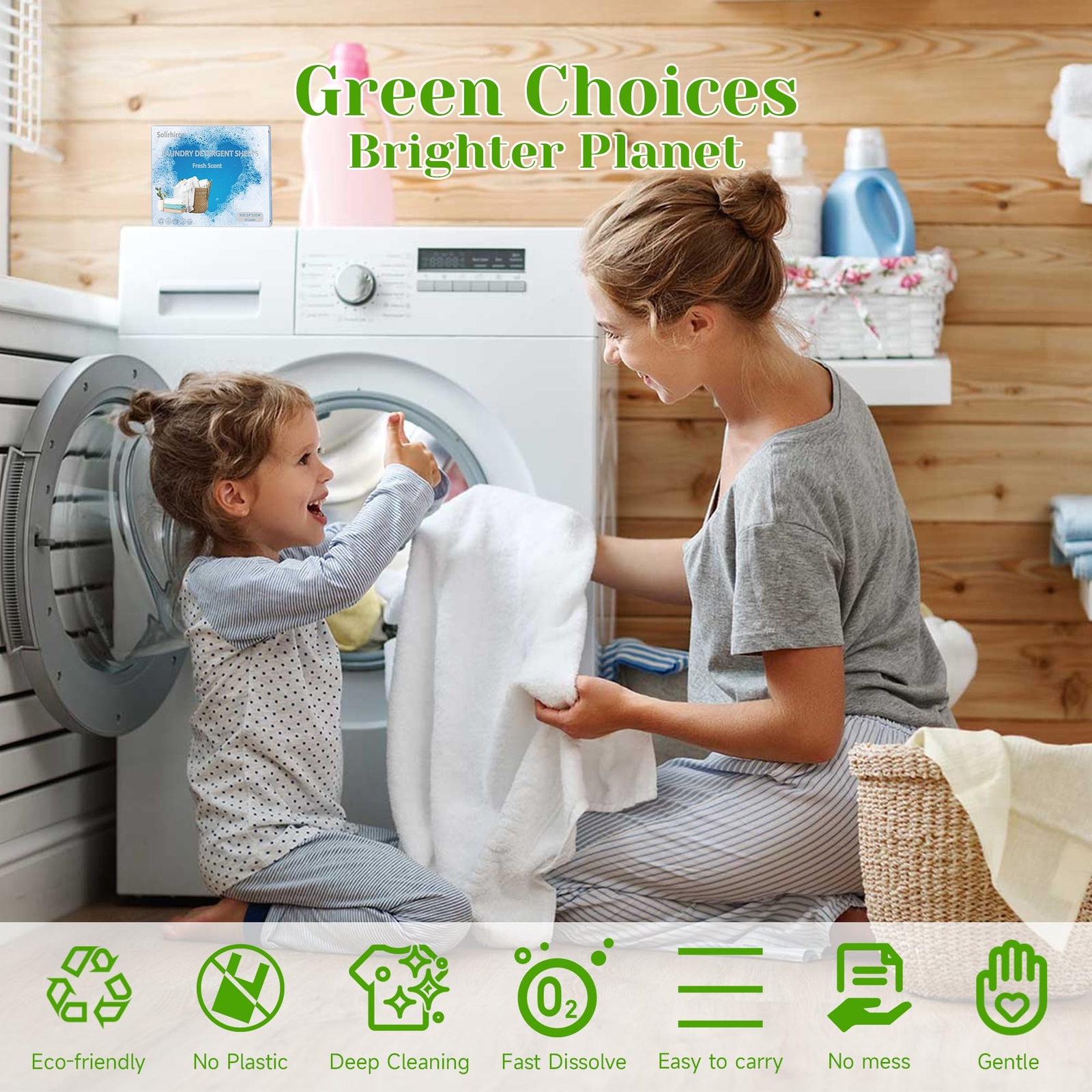 Laundry Detergent Sheets 32 count, Plastic-Free, Recyclable Packaging Travel
