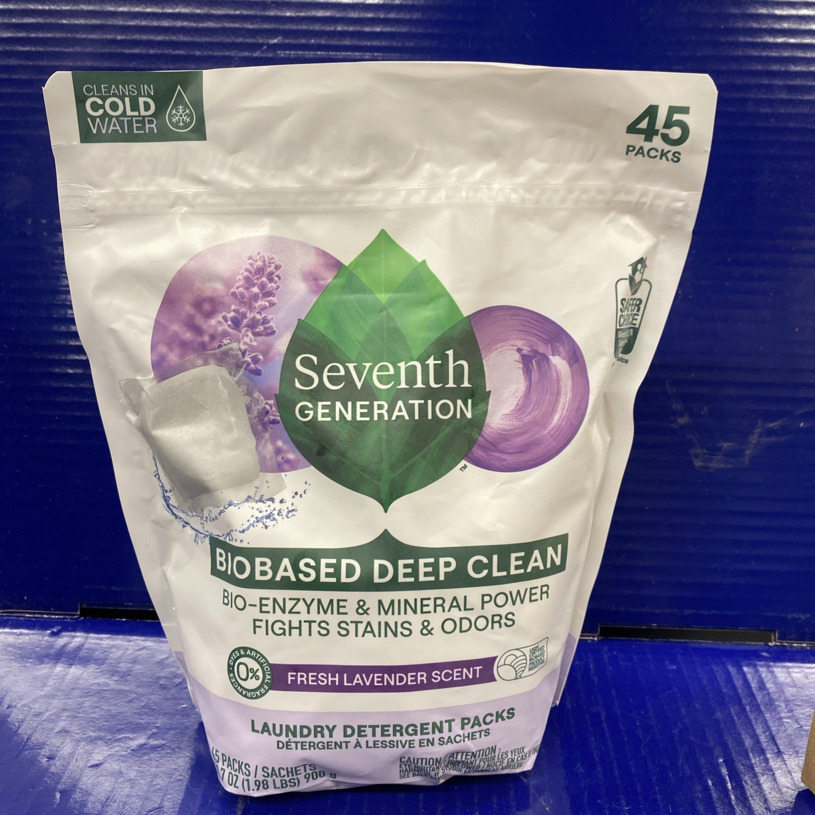 2X Seventh GenerationNatural Laundry Detergent Packs Powder Lavender Scent 45ct