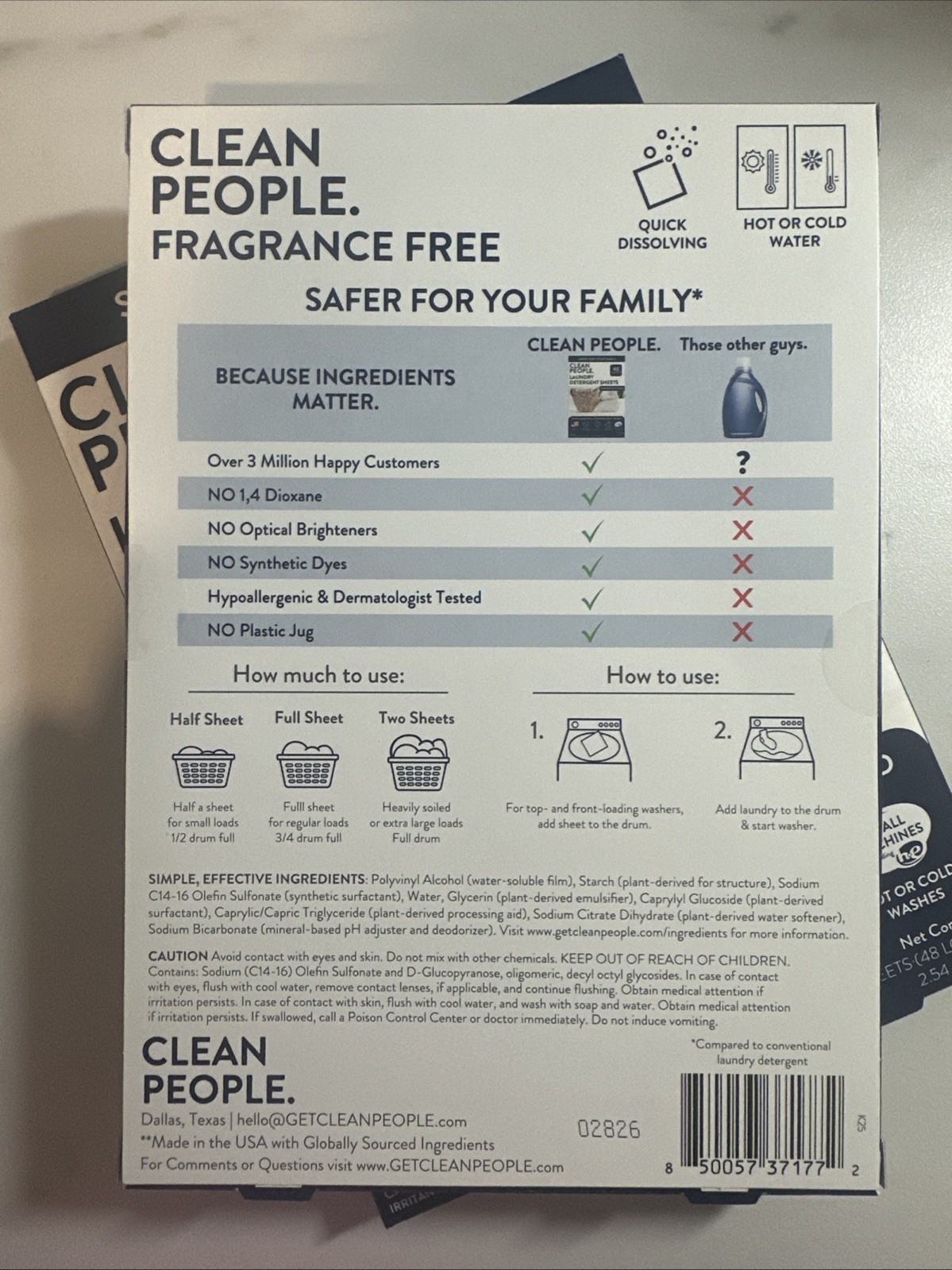 Clean People Laundry Detergent Sheets, Fragrance Free, 48 Loads (pack of 2)