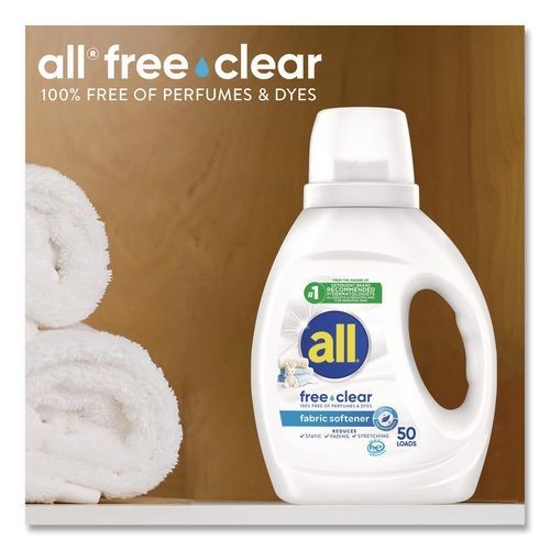 all Free Clear Liquid Fabric Softener, Fragrance-Free, 34 oz Bottle, 6/Carton