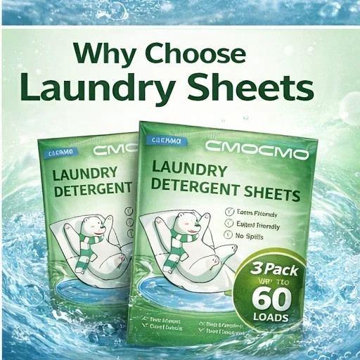 3 Pack Laundry Detergent Sheets Eco Friendly Quick Dissolve Travel Wash 60 Loads