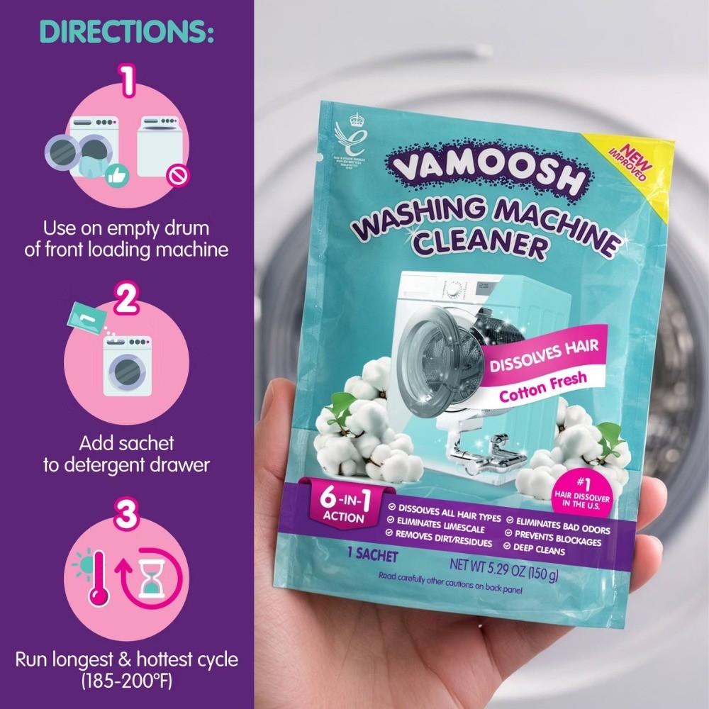 Vamoosh Washing Machine Cleaner with Hair Dissolver Detergent Boosters Cotton