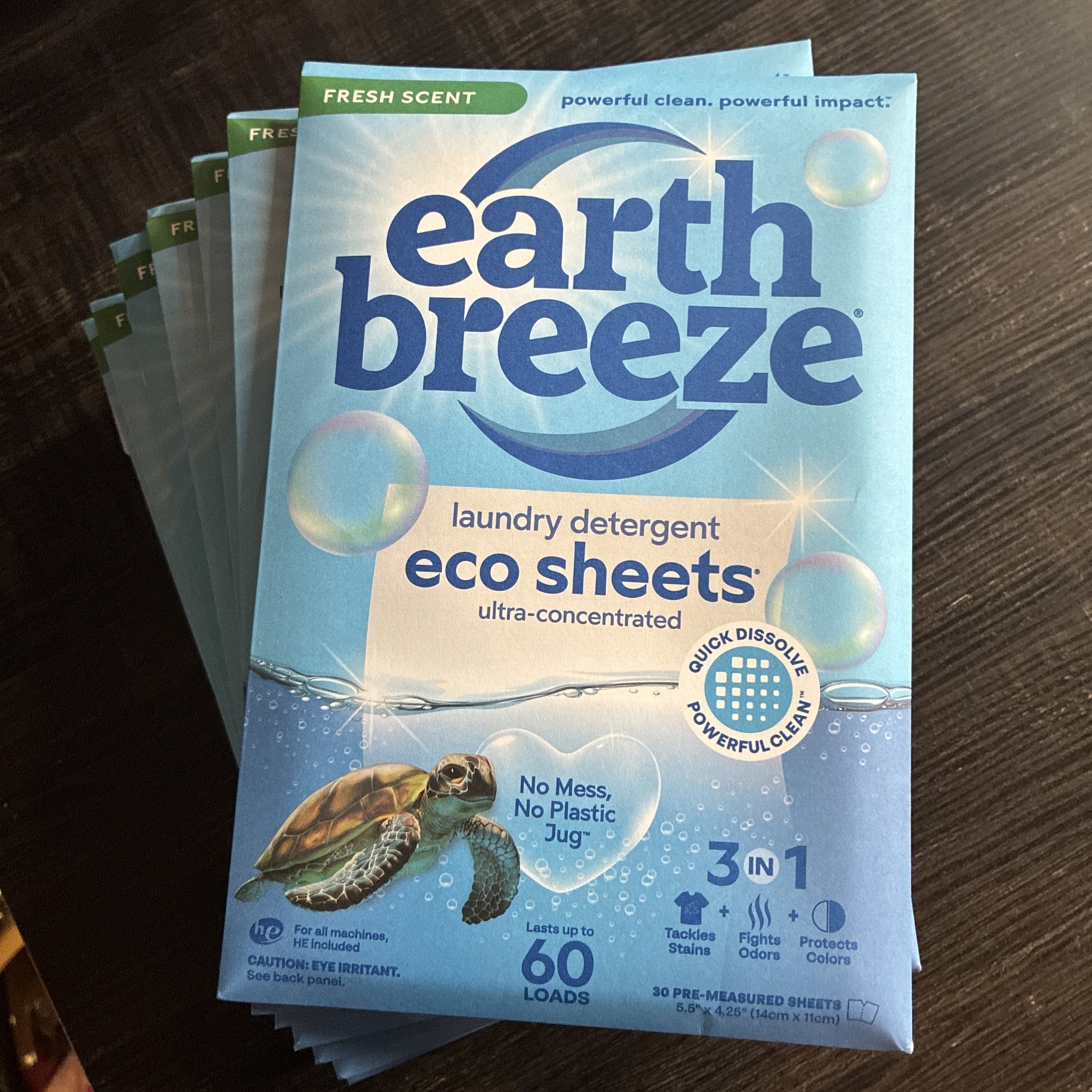 Earth Breeze Laundry Detergent Sheets Fresh Scent – 60 Loads/30 sheets