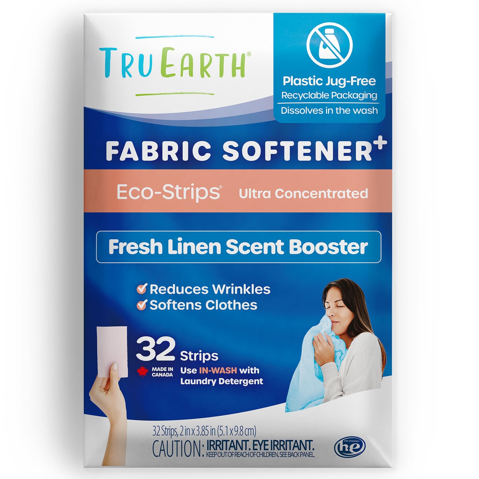 Tru Earth Fabric Softener Eco Strips 32 Count Paraben Free Cube Laundry Solution