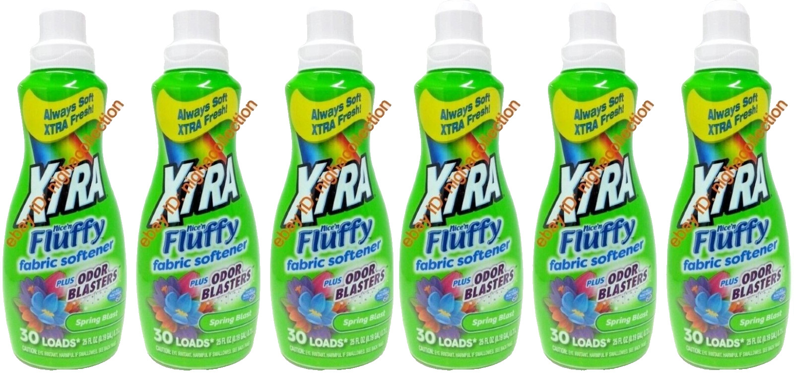 (LOT 6) xtranice’n Fluffy Liquid Fabric Softener Spring Blast 25 oz Ea=180 Loads