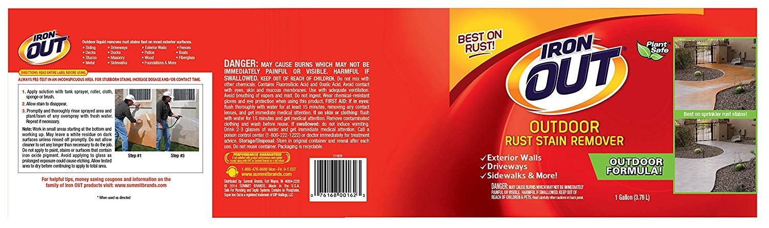 Iron OUT Liquid Rust Stain Remover, Pre-mixed, 128 Fl Oz (Pack of 2), White