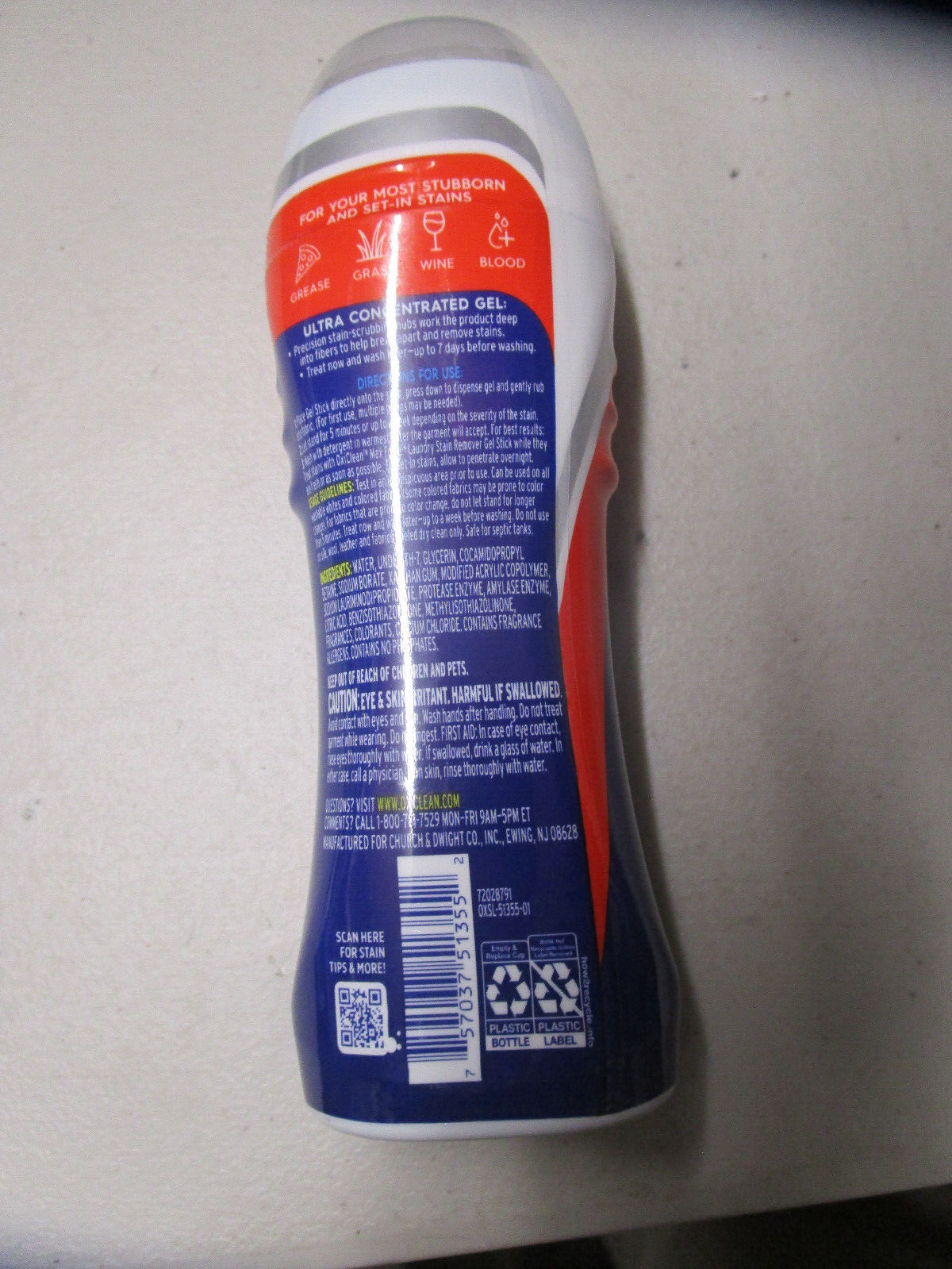 Oxi Clean Max Force Gel Stain Remover Oxi Stick 6.2 Oz