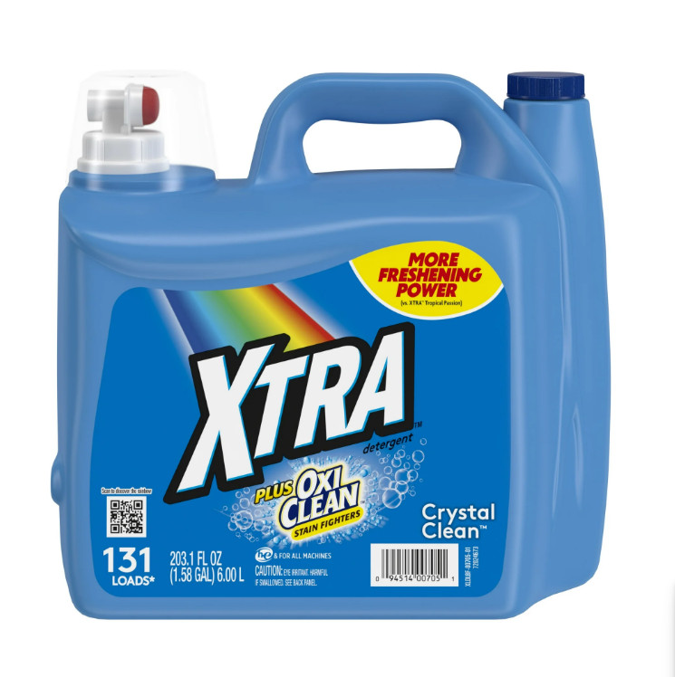 4 PACK Xtra Plus OxiClean, 131 Loads Liquid Laundry Detergent, 203.1 fl oz