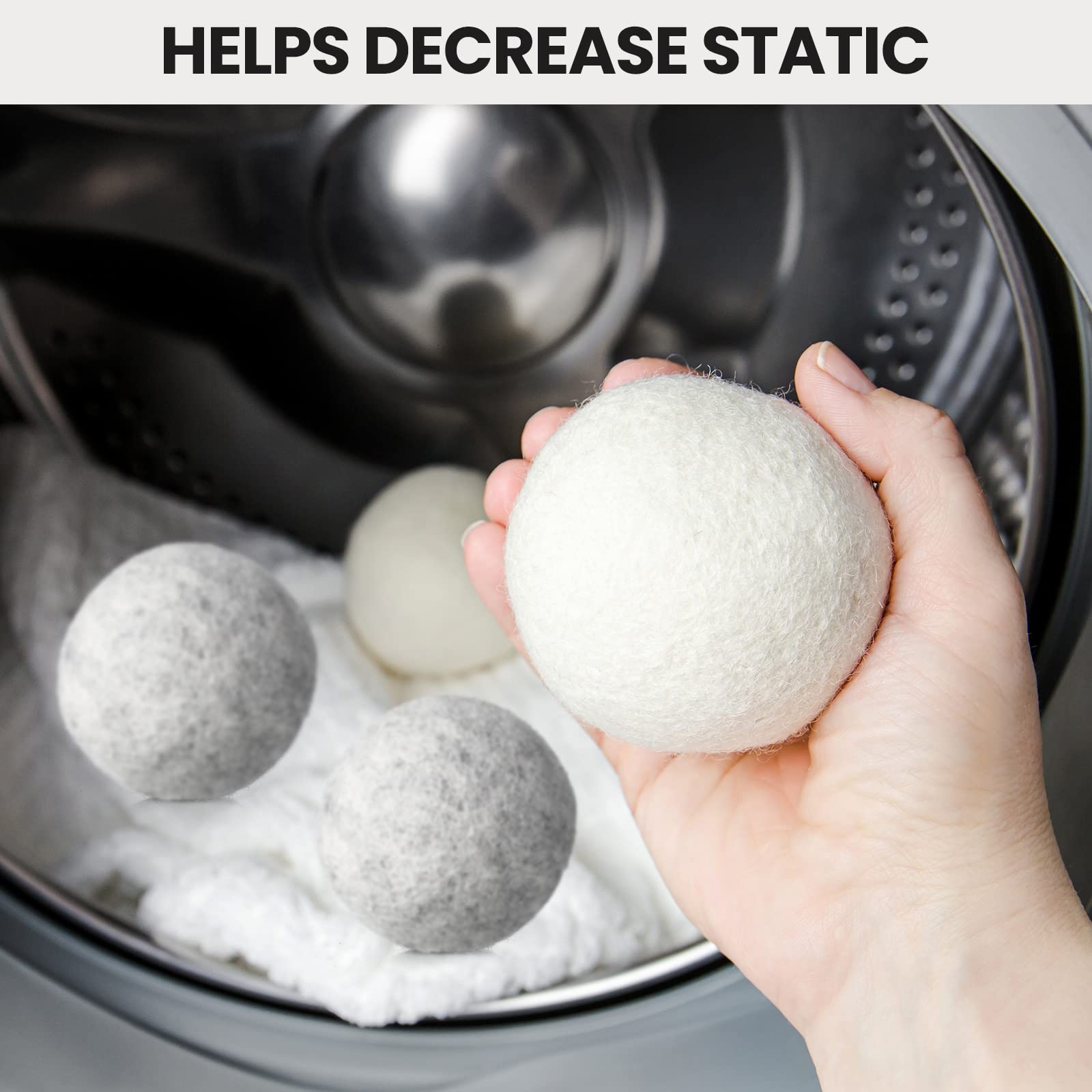 42 Pieces Wool Dryer Balls Set 40 Reusable Wool Balls with 2 Muslin Bags Laun…