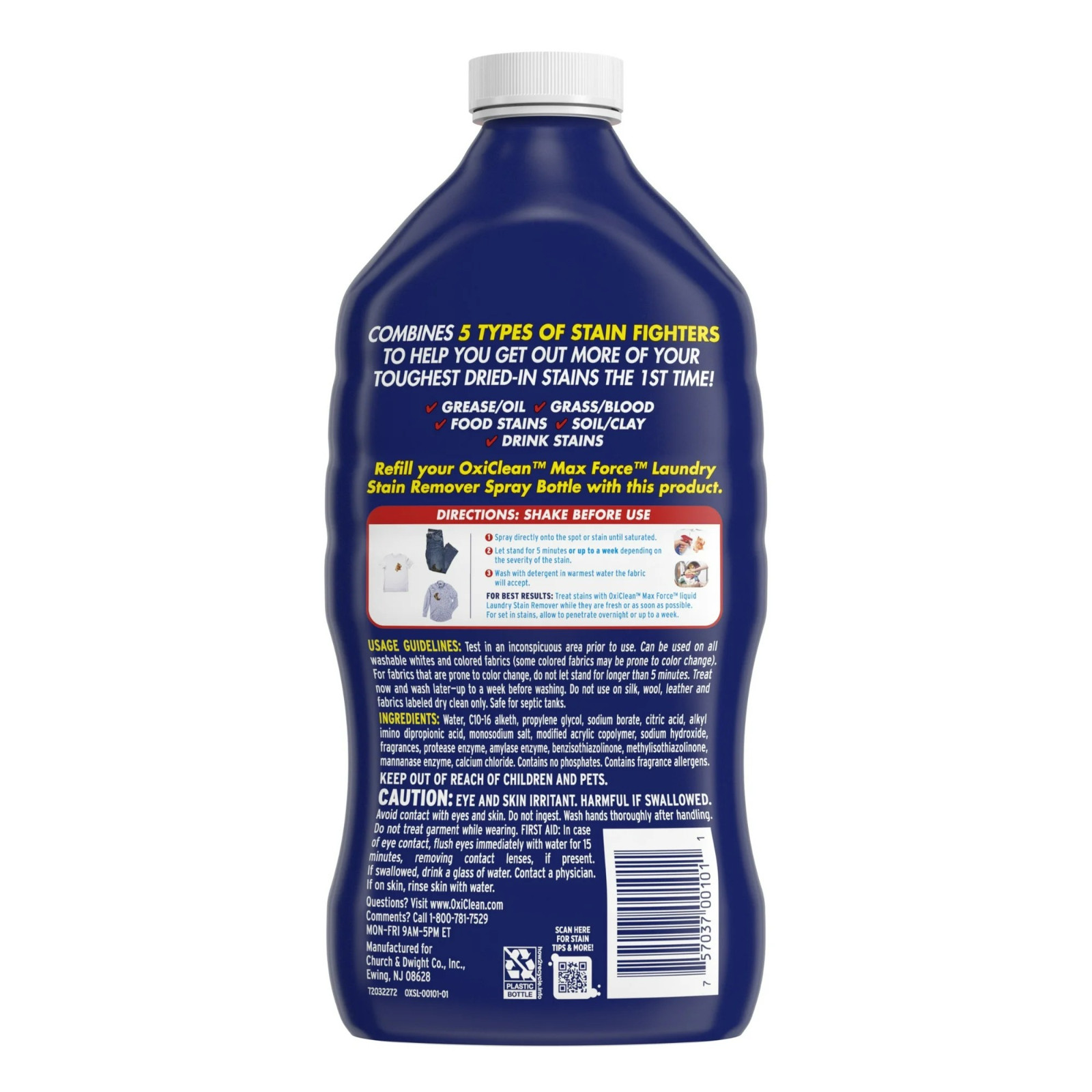 OxiClean Max Force Laundry Stain Remover Spray Refill, 48 fl oz