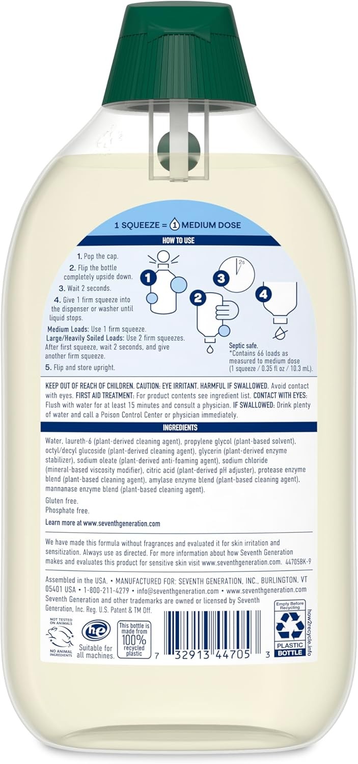 Laundry Detergent Ultra Concentrated EasyDose Free & Clear 23.1 Fl Oz Pack of 2